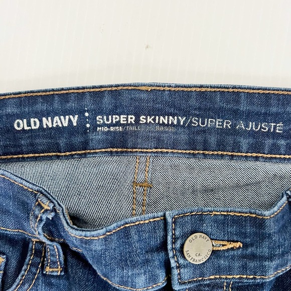 Old Navy Mid Rise Super Skinny Medium Wash Blue Denim Jeans Women's Size 10 - Picture 6 of 7